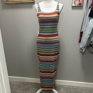 Vibrant Multicolor Patterned Maxi Dress
